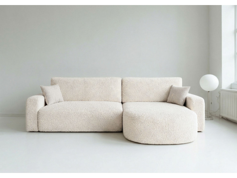 Narożnik Rozkładany Prawostronny BETA Śmietanka Funkcja Spania