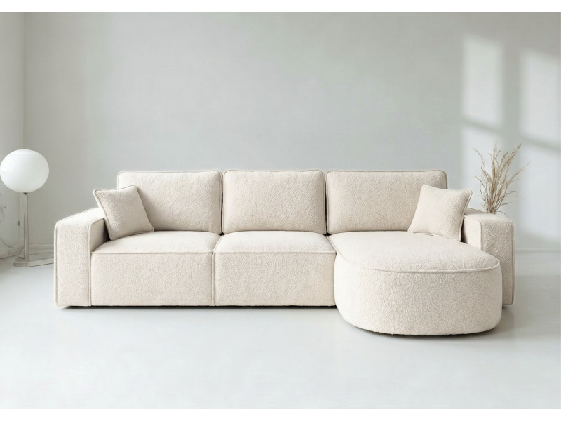 Duży Narożnik GAMMA Prawy Rozkładany Funkcja Spania 299 cm Śmietanka