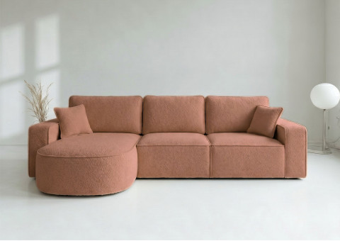 Duży Narożnik GAMMA Lewy Rozkładany Funkcja Spania 299 cm Miedziany