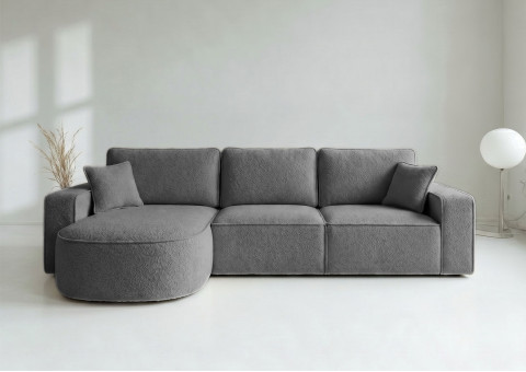 Duży Narożnik GAMMA Lewy Rozkładany Funkcja Spania 299 cm Grafitowy