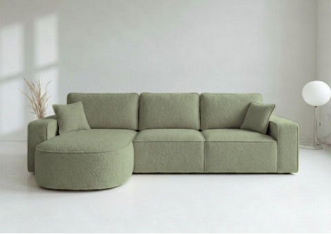 Duży Narożnik GAMMA Lewy Rozkładany Funkcja Spania 299 cm Zielony