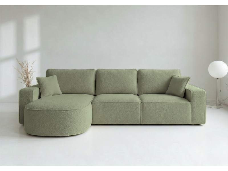 Duży Narożnik GAMMA Lewy Rozkładany Funkcja Spania 299 cm Zielony