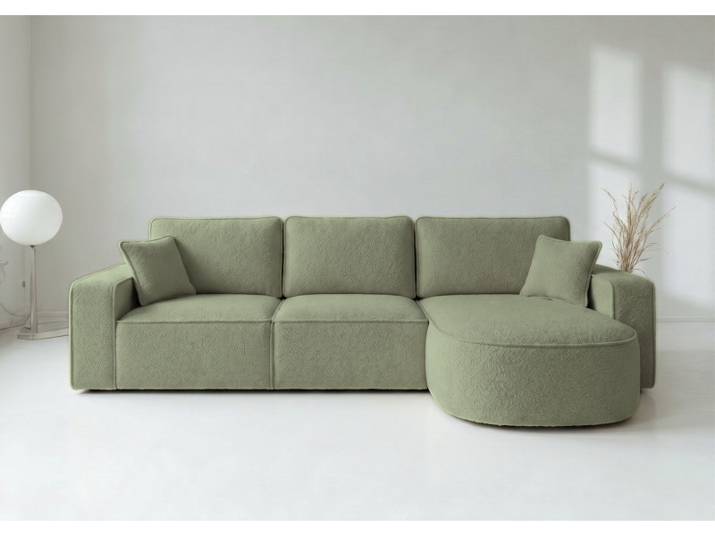 Duży Narożnik GAMMA Prawy Rozkładany Funkcja Spania 299 cm Zielony