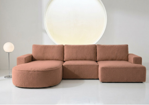 Duży Narożnik OMEGA Lewy Rozkładany Funkcja Spania 284 cm Miedziany