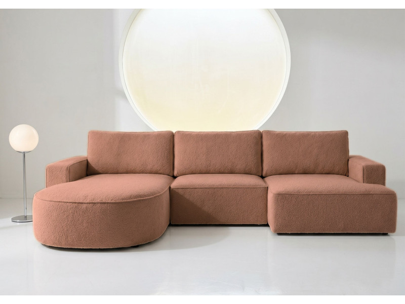 Duży Narożnik OMEGA Lewy Rozkładany Funkcja Spania 284 cm Miedziany