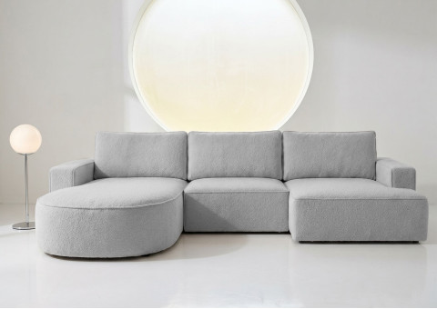 Duży Narożnik OMEGA Lewy Rozkładany Funkcja Spania 284 cm Szary