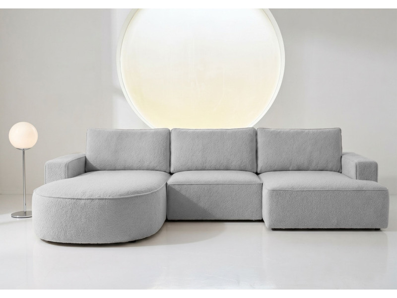 Duży Narożnik OMEGA Lewy Rozkładany Funkcja Spania 284 cm Szary