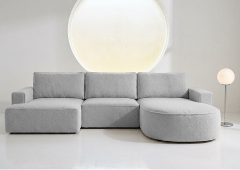 Duży Narożnik OMEGA Prawy Rozkładany Funkcja Spania 284 cm Szary