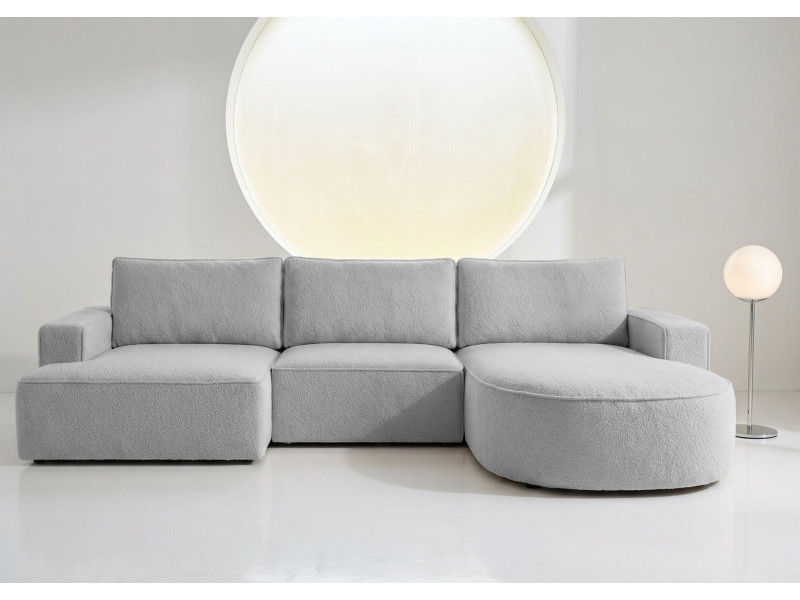 Duży Narożnik OMEGA Prawy Rozkładany Funkcja Spania 284 cm Szary