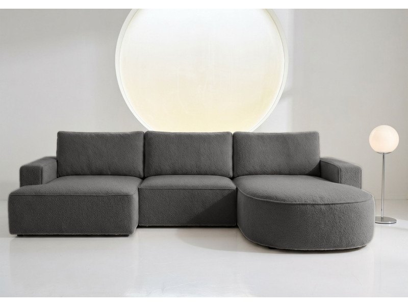 Duży Narożnik OMEGA Prawy Rozkładany Funkcja Spania 284 cm Grafitowy