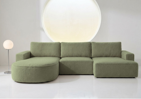 Duży Narożnik OMEGA Lewy Rozkładany Funkcja Spania 284 cm Zielony