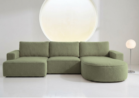 Duży Narożnik OMEGA Prawy Rozkładany Funkcja Spania 284 cm Zielony