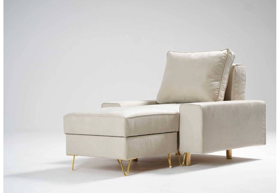 Fotel rozkładany na złotych nogach w stylu glamour STINO