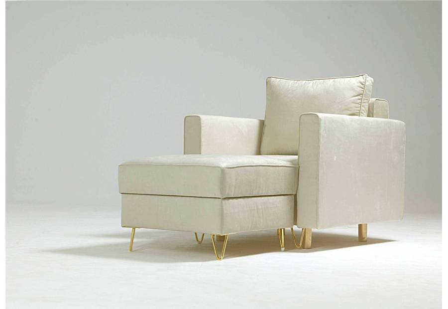 Fotel z funkcją spania na złotych nogach w stylu glamour DES