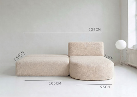 Narożnik ALFA Prawy Rozkładany 200 cm Bouclé, 5 Kolorów - zdjęcie 3