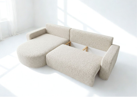 Narożnik BETA Lewy Rozkładany 242 cm Bouclé, 5 Kolorów - zdjęcie 7