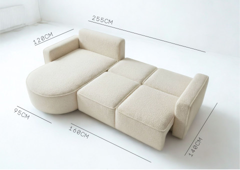 Duży Narożnik GAMMA Lewy Rozkładany 299 cm Bouclé, 5 Kolorów - zdjęcie 5