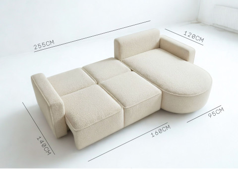 Duży Narożnik GAMMA Prawy Rozkładany 299 cm Bouclé, 5 Kolorów - zdjęcie 4