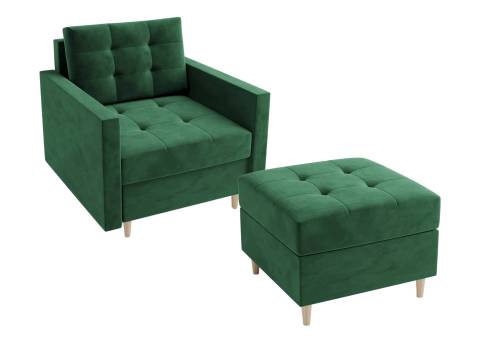 Zielony fotel z podnóżkiem