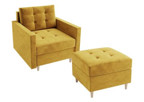 Żółty fotel z podnóżkiem