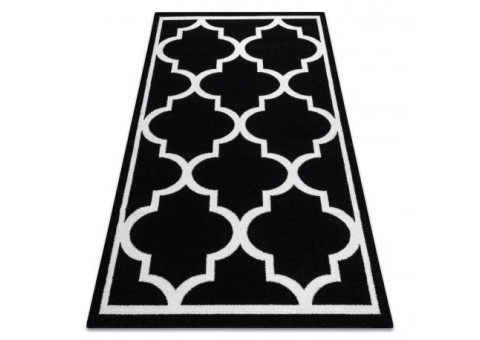 Dywan SKETCH - F730 czarno/kremowy koniczyna marokańska trellis