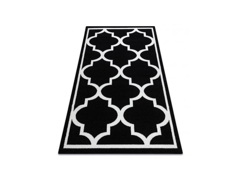 Dywan SKETCH - F730 czarno/kremowy koniczyna marokańska trellis