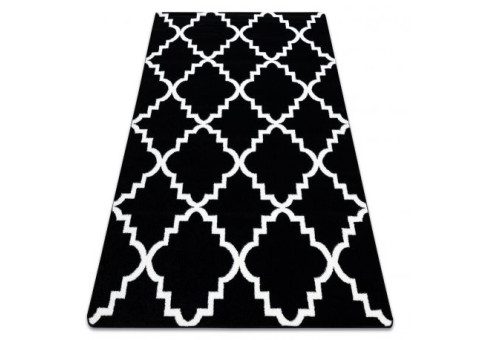 Dywan SKETCH - F343 czarno/kremowy koniczyna marokańska trellis