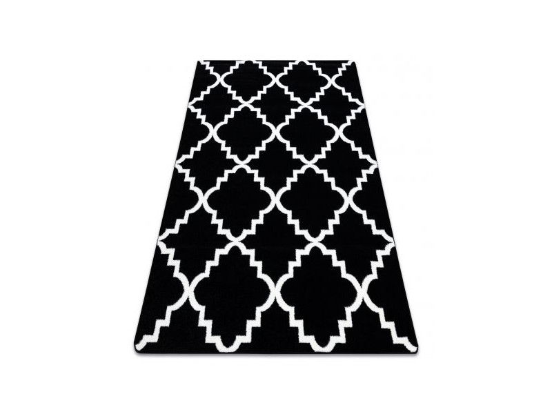 Dywan SKETCH - F343 czarno/kremowy koniczyna marokańska trellis