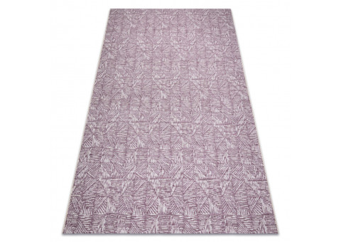 Dywan Sznurkowy SIZAL COLOR 47373260 Linie, trójkąty, jodełka - śliwka / beż 