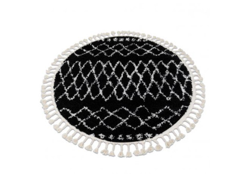 Dywan BERBER ETHNIC G3802 koło czarny / biały Frędzle berberyjski marokański shaggy