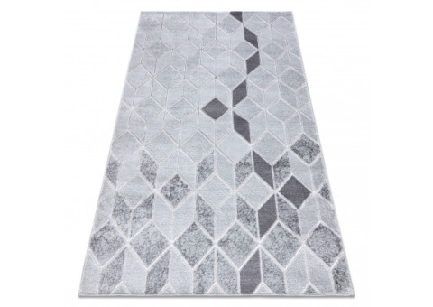 Dywan MEFE nowoczesny B400 Kostka, geometryczny 3D - Strukturalny, dwa poziomy runa szary