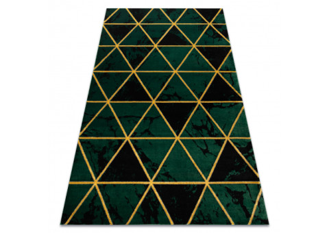 Dywan EMERALD ekskluzywny 1020 glamour, stylowy marmur, trójkąty butelkowa zieleń / złoty