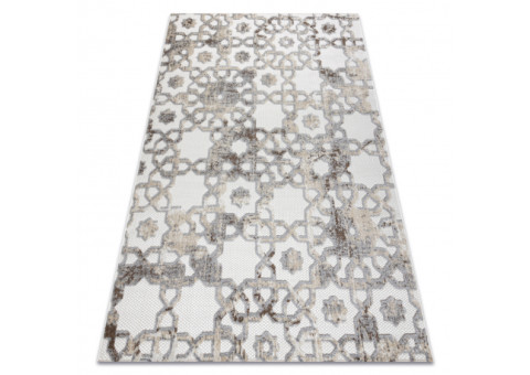 Dywan Strukturalny SOLE D3882 Ornament - płasko tkany beż / szary