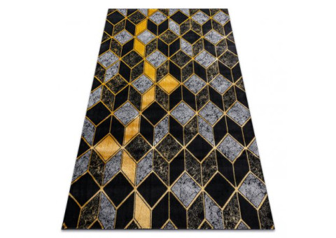 Dywan GLOSS nowoczesny 400B 86 stylowy, glamour, art deco, 3D geometryczny czarny / złoty