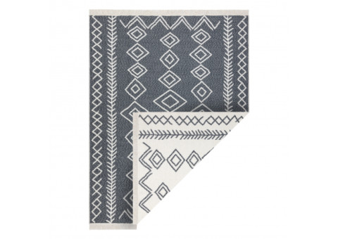 Dywan TWIN 23000 Boho, bawełna, dwustronny, romby Ekologiczny frędzle - antracyt / krem