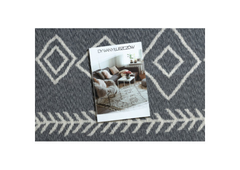 Dywan TWIN 23000 Boho, bawełna, dwustronny, romby Ekologiczny frędzle - antracyt / krem