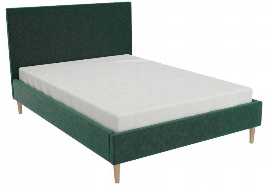 Skandynawskie zielone łóżko tapicerowane VIGO 140x200cm