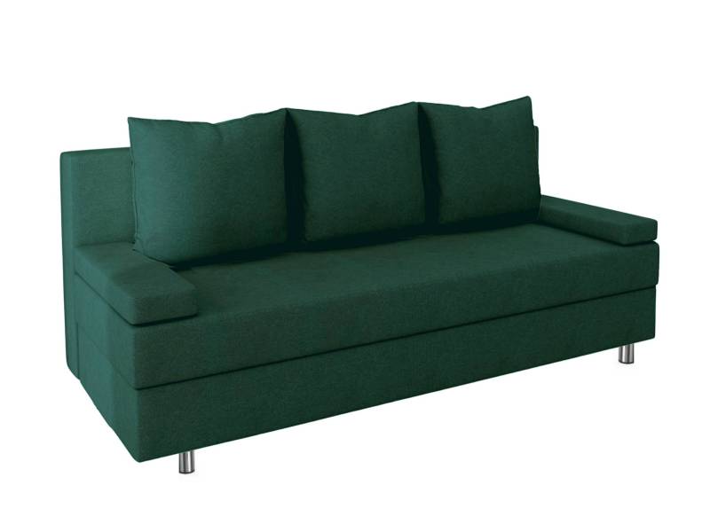 Ciemno zielona kanapa z srebrnych nóżkach