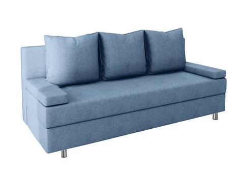 Jasno niebieska kanapa z srebrnymi nóżkami