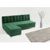 Zielona sofa pikowana z pufą
