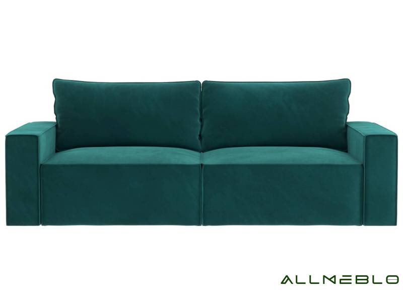 Zielona sofa z przeszyciami
