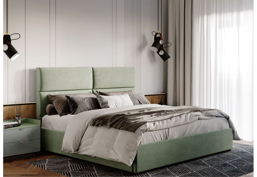 Łóżko tapicerowane LORI 160x200cm zagłówek kafelkowy
