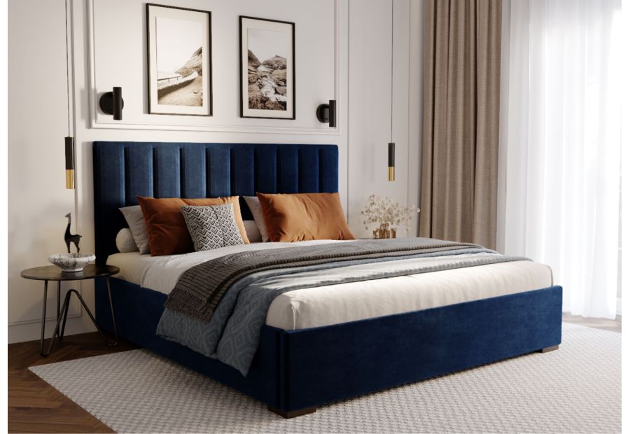 Łóżko tapicerowane NASEN 120x200cm zagłówek panelowy pionowy