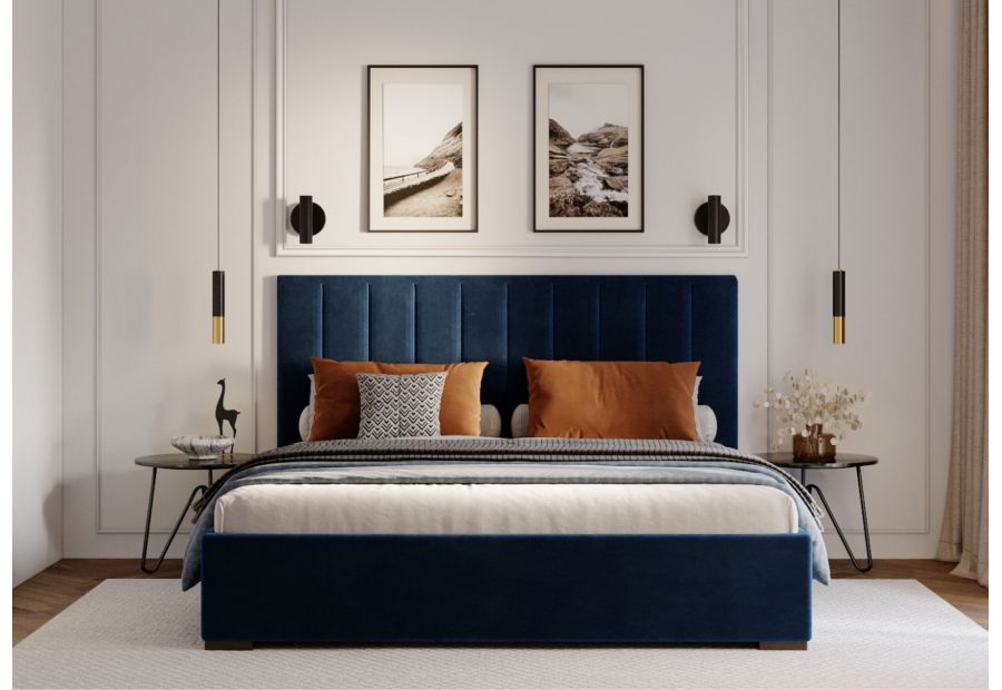 Łóżko tapicerowane NASEN 160x200cm zagłówek panelowy pionowy