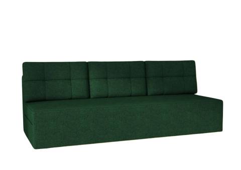 Zielona kanapa z pikowanymi poduszkami