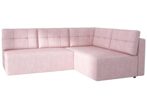 Pastelowy różowy narożnik z pikowanymi poduszkami