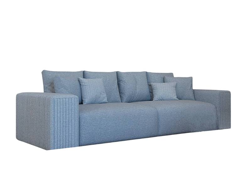 Duża loftowa sofa w kolorze niebieskim