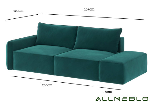 Prawa sofa zielona wymiary