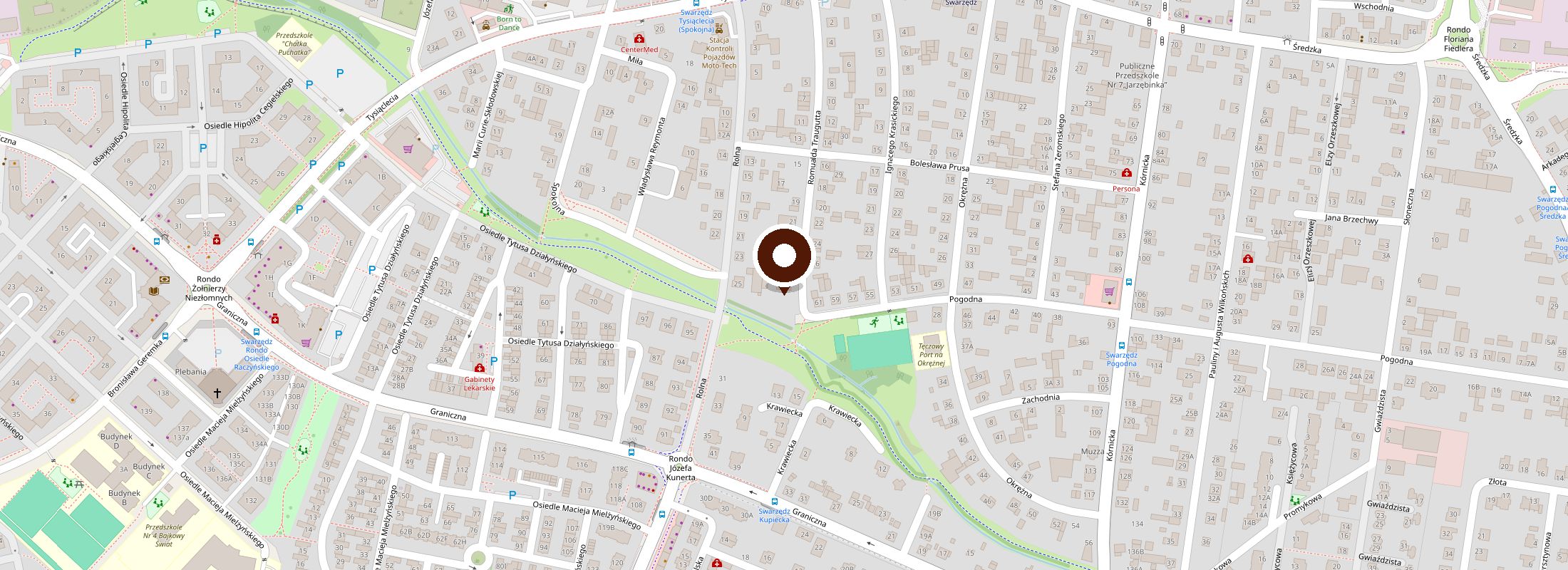 Mapa dojazdu do Allmeblo, ul. Romualda Traugutta 27 w Swarzędzu