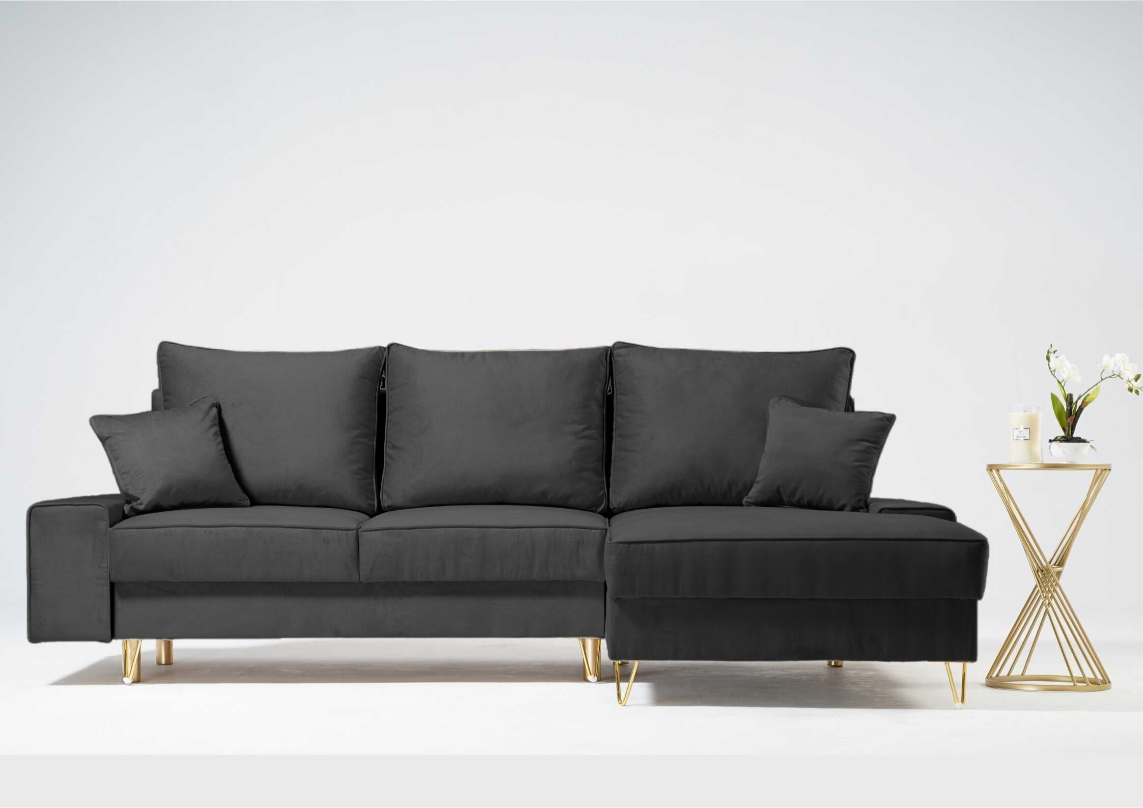 Grafitowy narożnik na złotych nogach